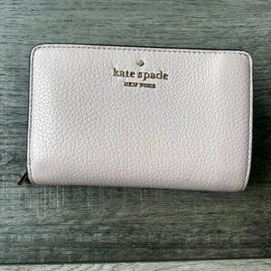 Kate Spade Leila Wallet Medium Bi Fold Rose Smoke Compact Organizer Coin Zipper